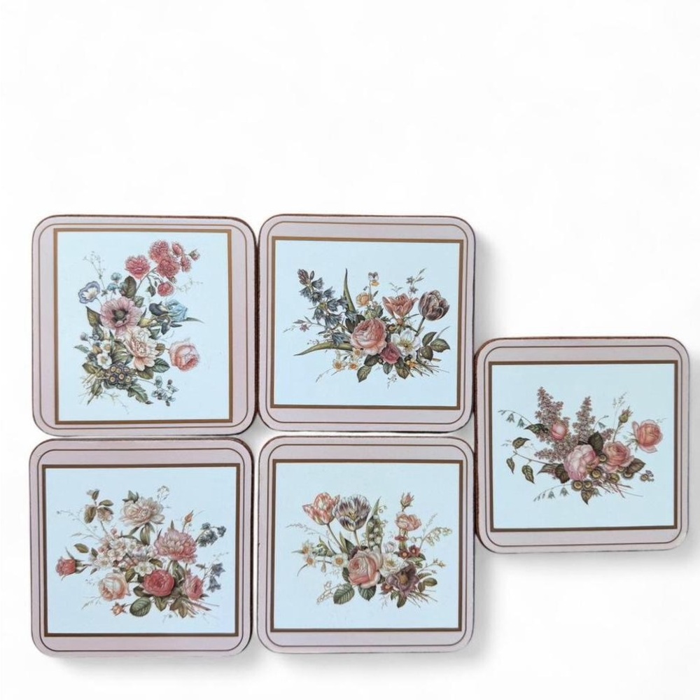 Vintage Pimpernel Floral Coasters - Cottage Core- Set of 5